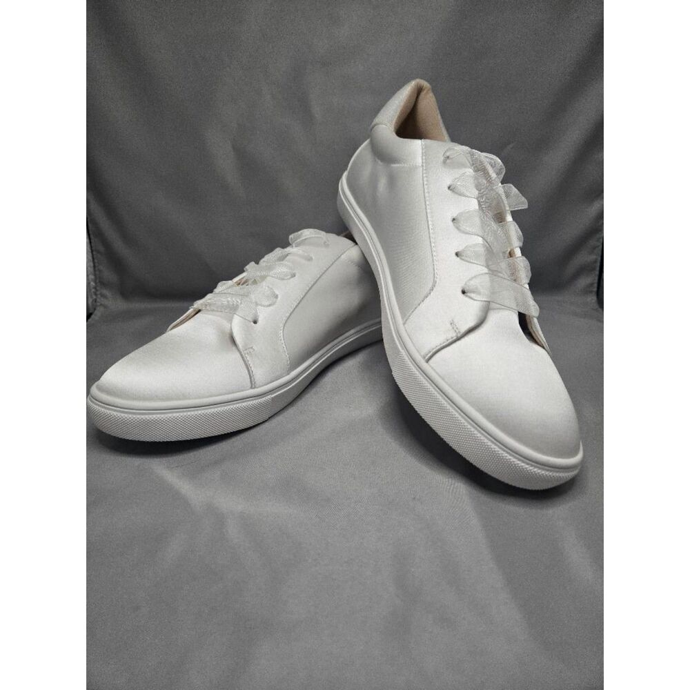 Betsey Johnson White Satin Rhinestone Bride Sneakers Size 10M